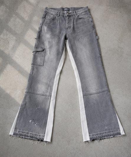 Shadow Grey Patch Flare Jeans