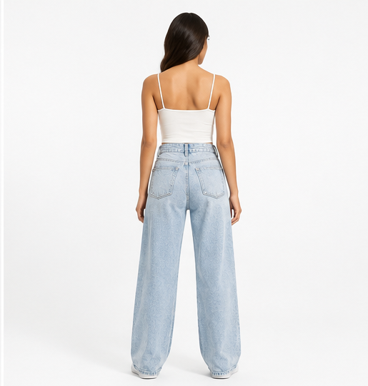 Sky Blue Ripped Bearel Jeans