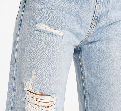 Sky Blue Ripped Bearel Jeans