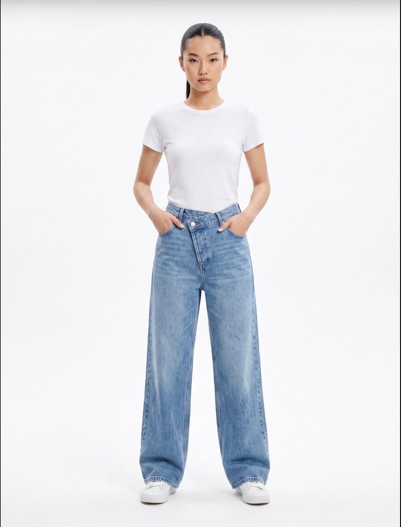 Cross Weist Wide Leg jeans