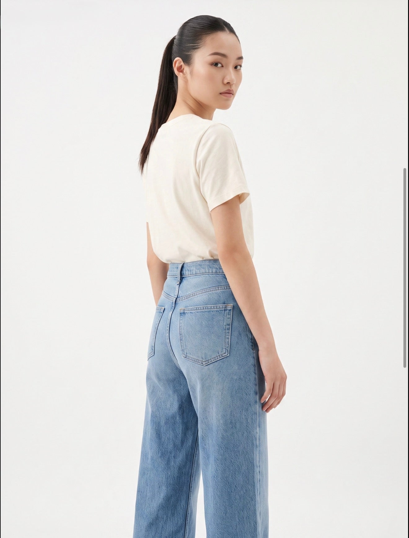 Cross Weist Wide Leg jeans