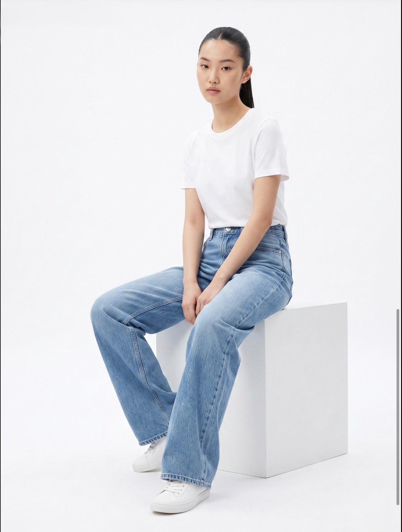 Cross Weist Wide Leg jeans