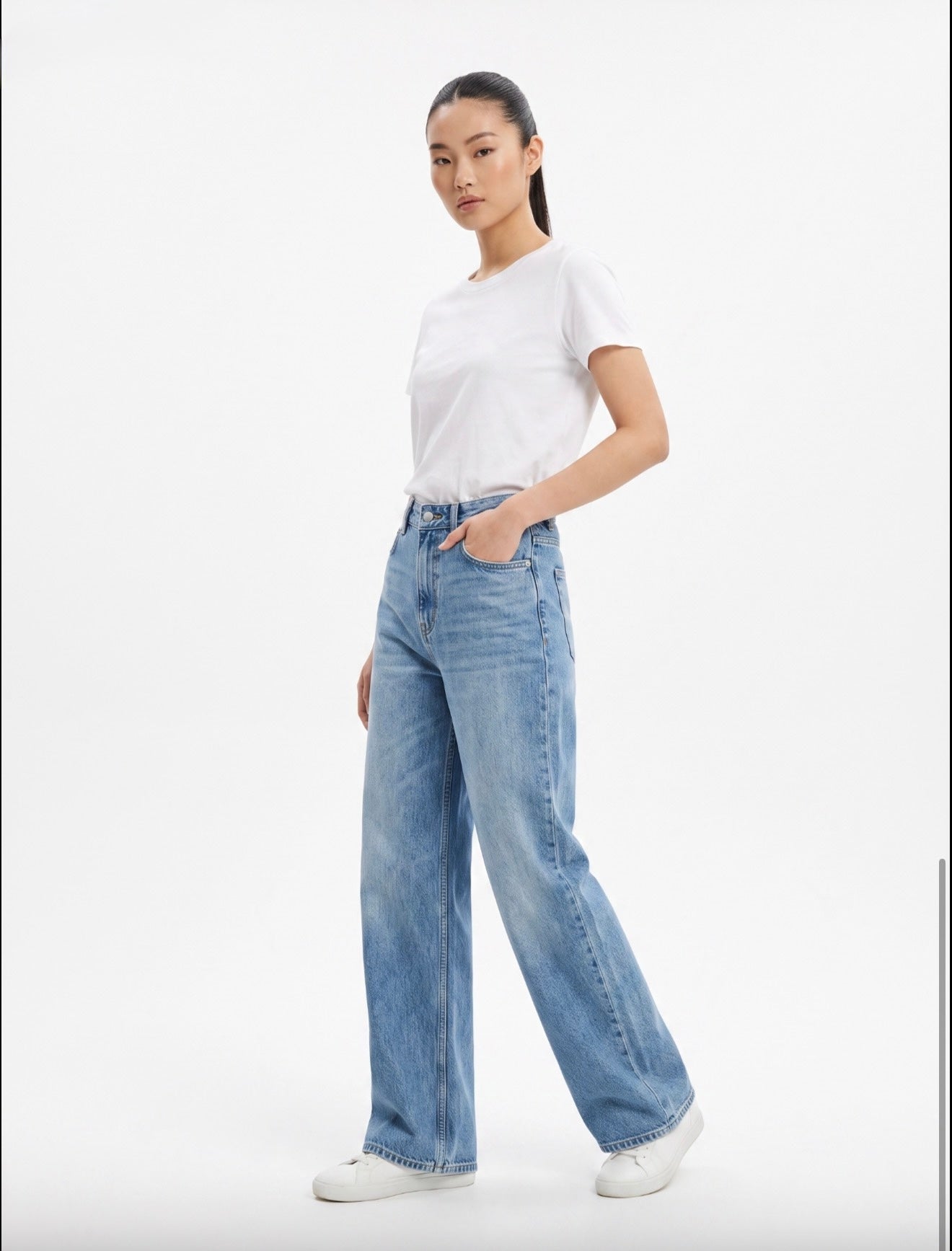 Cross Weist Wide Leg jeans