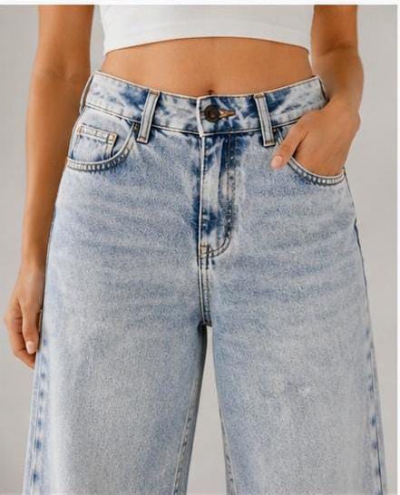 Light Blue Faded Wash Wide Leg