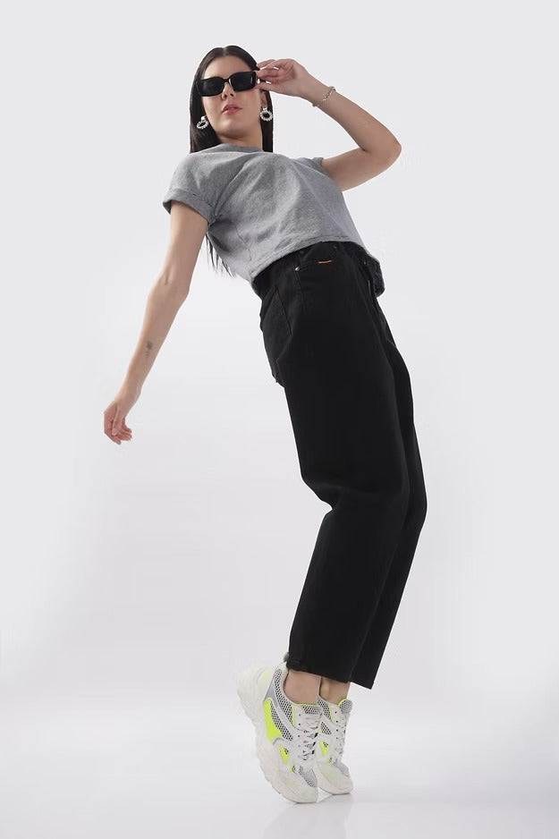 Black Slauchy Mom Fit