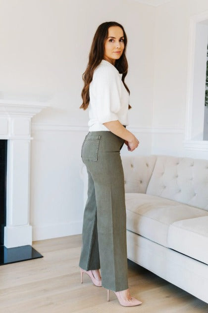 Light Olive green Wide leg