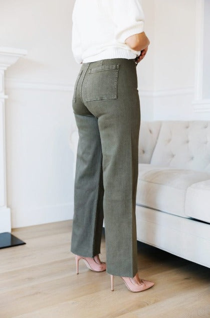 Light Olive green Wide leg