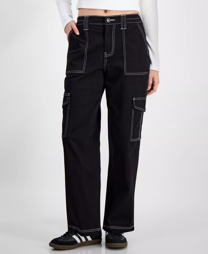 Black cargo Wide leg