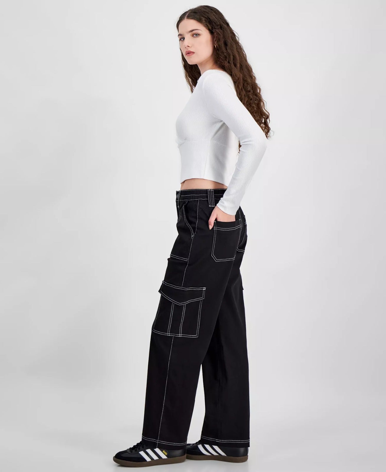 Black cargo Wide leg