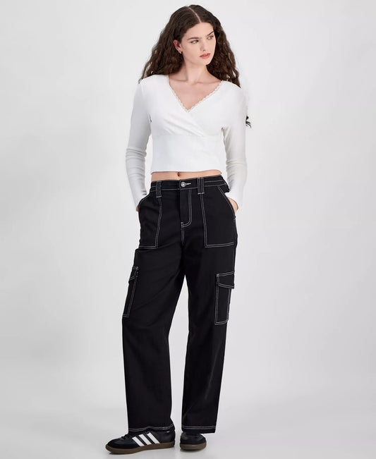Black cargo Wide leg