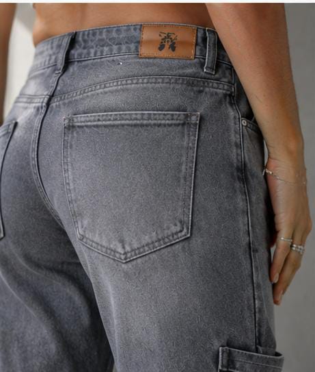 Shadow Grey Patch Flare Jeans